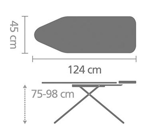 Strijkplank C 124x45cm met solide strijkijzerhouder White 25 - Cotton Flower  Brabantia