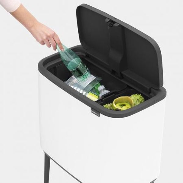 Brabantia Bo Touch Bin afvalemmer 11 + 23 liter met 2 kunststof binnenemmers White