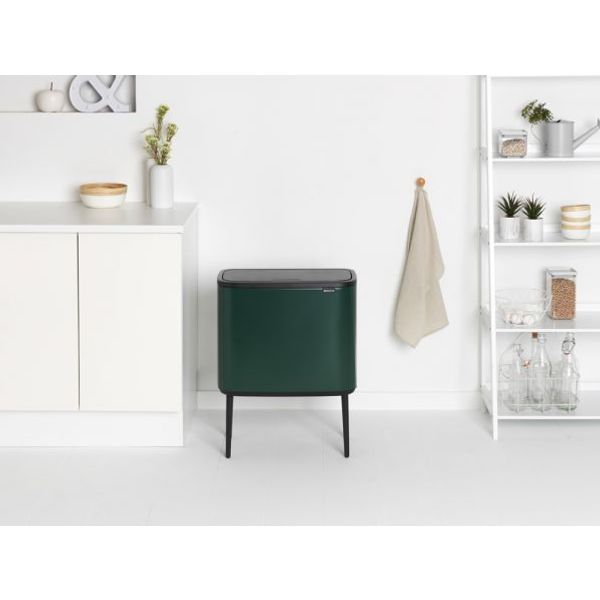 Brabantia Bo Touch Bin afvalemmer 11 + 23 liter met 2 kunststof binnenemmers Pine Green