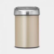 Touch Bin poubelle murale 3 litres avec seau intérieur synthétique Champagne / Matt Steel 