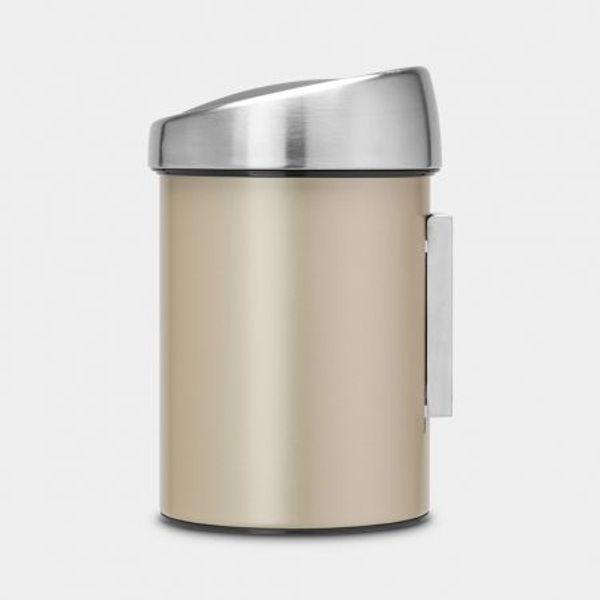 Brabantia Touch Bin wandafvalemmer 3 liter met kunststof binnenemmer Champagne / Matt Steel