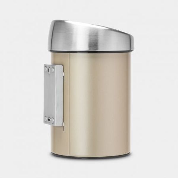 Brabantia Touch Bin wandafvalemmer 3 liter met kunststof binnenemmer Champagne / Matt Steel