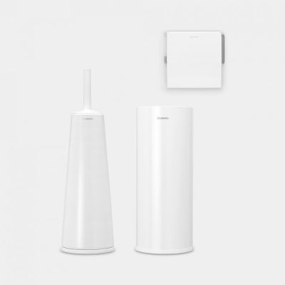 ReNew toiletaccessoires, set van 3 - toiletborstel met houder, toiletrolhouder en reserverolhouder White  Brabantia