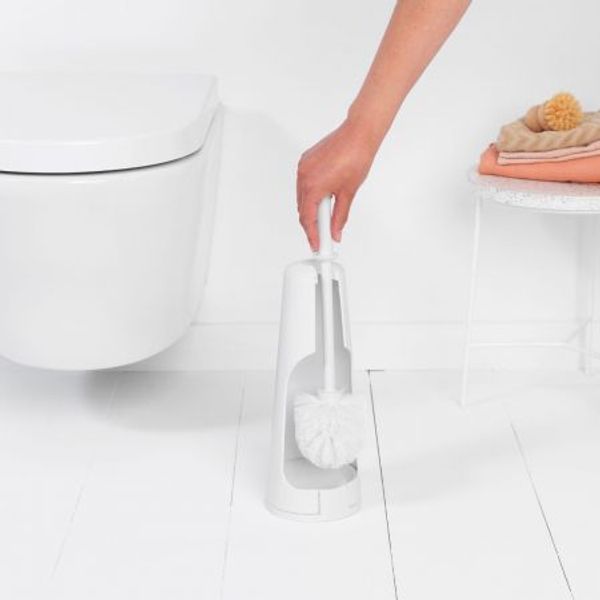 Brabantia ReNew toiletaccessoires, set van 3 - toiletborstel met houder, toiletrolhouder en reserverolhouder White