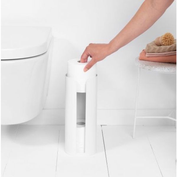 Brabantia ReNew toiletaccessoires, set van 3 - toiletborstel met houder, toiletrolhouder en reserverolhouder White