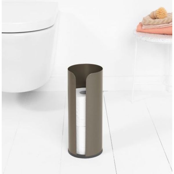 Brabantia ReNew toiletaccessoires, set van 3 - toiletborstel met houder, toiletrolhouder en reserverolhouder Platinum