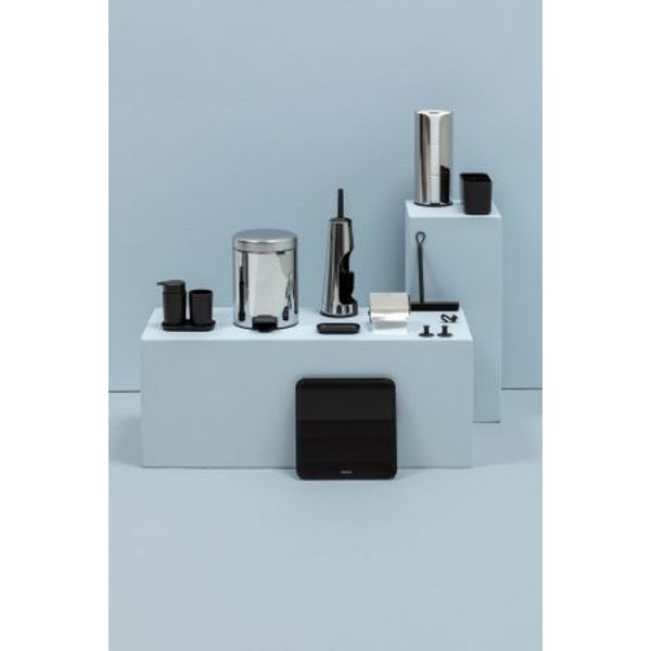 Brabantia ReNew toiletaccessoires, set van 3 - toiletborstel met houder, toiletrolhouder en reserverolhouder Brilliant Steel