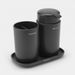 Brabantia ReNew badkameraccessoires, set van 3 - zeeppomp, tandenborstelhouder en schaal Dark Grey