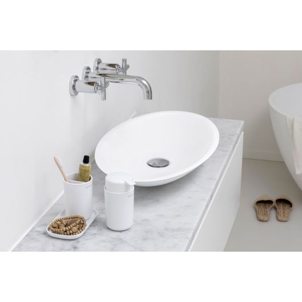 Brabantia ReNew badkameraccessoires, set van 3 - zeeppomp, tandenborstelhouder en schaal White