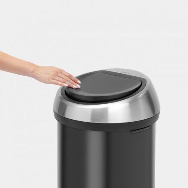 Brabantia Touch Bin afvalemmer 60 liter Matt Black / Matt Steel Fingerprint Proof