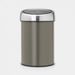 Brabantia Touch Bin wandafvalemmer 3 liter met kunststof binnenemmer Platinum / Matt Steel