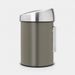 Brabantia Touch Bin wandafvalemmer 3 liter met kunststof binnenemmer Platinum / Matt Steel