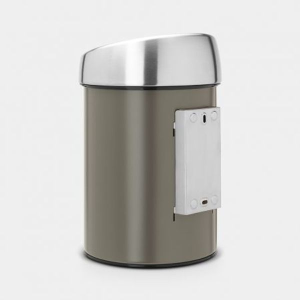 Brabantia Touch Bin wandafvalemmer 3 liter met kunststof binnenemmer Platinum / Matt Steel