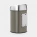 Brabantia Touch Bin wandafvalemmer 3 liter met kunststof binnenemmer Platinum / Matt Steel