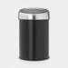 Brabantia Touch Bin wandafvalemmer 3 liter met kunststof binnenemmer Matt Black / Matt Steel