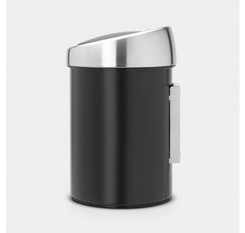 Touch Bin poubelle murale 3 litres avec seau intérieur synthétique Matt Black / Matt Steel  Brabantia