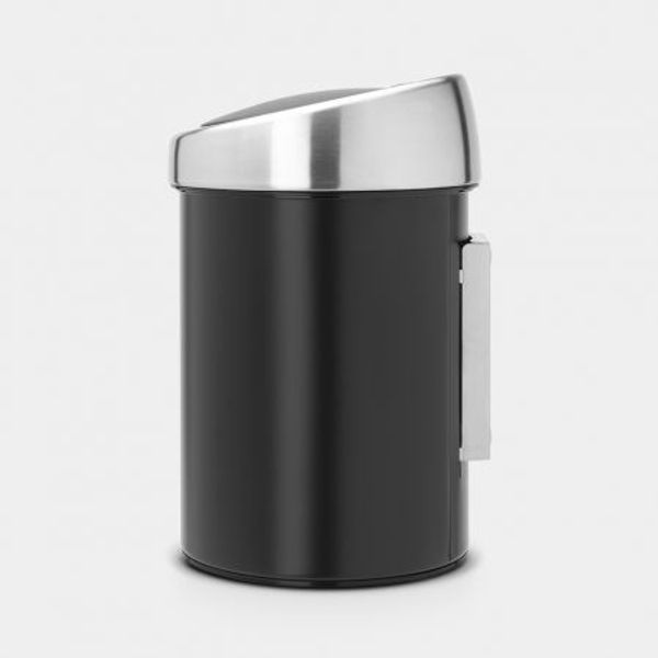 Brabantia Touch Bin wandafvalemmer 3 liter met kunststof binnenemmer Matt Black / Matt Steel