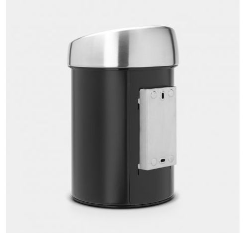 Touch Bin poubelle murale 3 litres avec seau intérieur synthétique Matt Black / Matt Steel  Brabantia