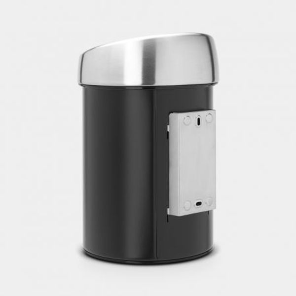 Brabantia Touch Bin wandafvalemmer 3 liter met kunststof binnenemmer Matt Black / Matt Steel