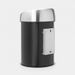 Brabantia Touch Bin wandafvalemmer 3 liter met kunststof binnenemmer Matt Black / Matt Steel