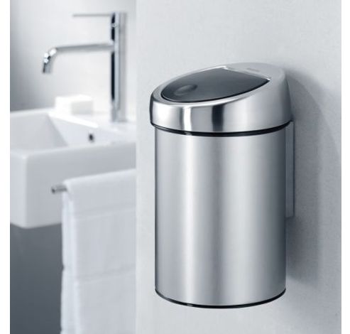 Touch Bin poubelle murale 3 litres avec seau intérieur synthétique Matt Black / Matt Steel  Brabantia