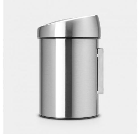 Touch Bin poubelle murale 3 litres avec seau intérieur synthétique Matt Steel  Brabantia