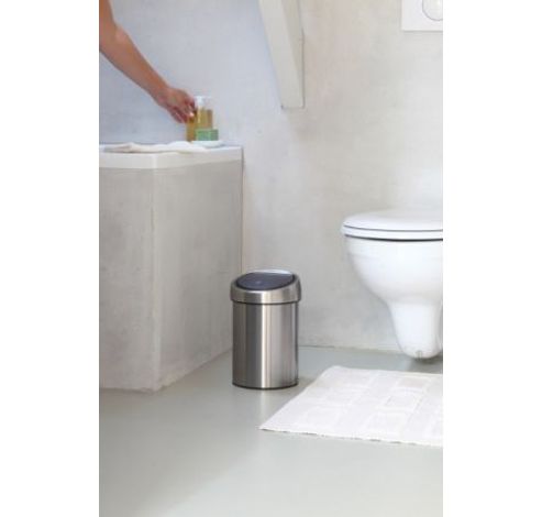 Touch Bin poubelle murale 3 litres avec seau intérieur synthétique Matt Steel  Brabantia