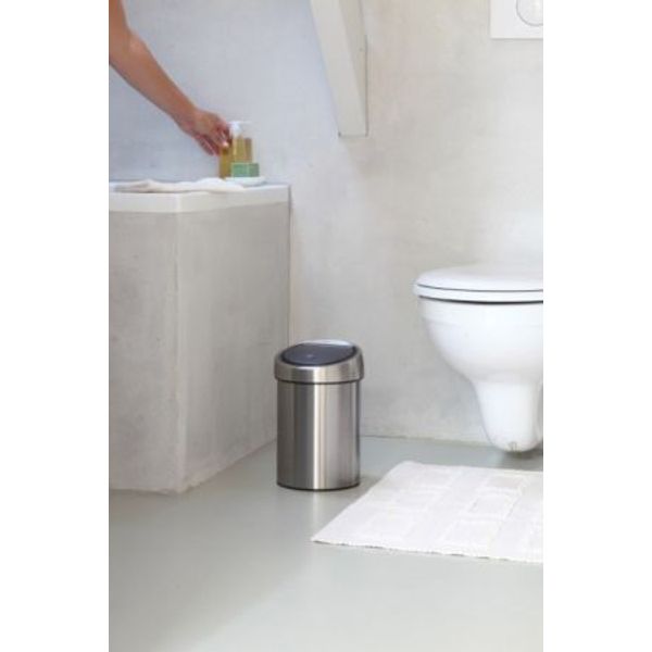 Brabantia Touch Bin wandafvalemmer 3 liter met kunststof binnenemmer Matt Steel