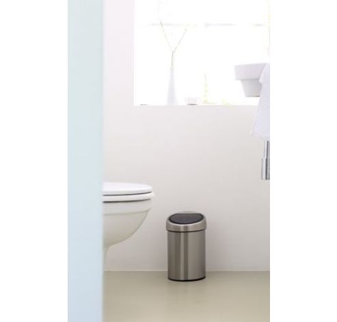 Touch Bin poubelle murale 3 litres avec seau intérieur synthétique Matt Steel Fingerprint Proof  Brabantia