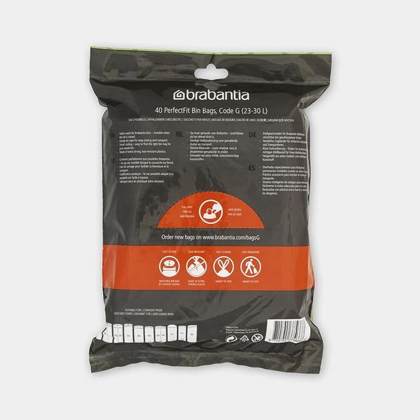 Brabantia PerfectFit afvalzakken met trekbandsluiting, dispenser pack Code G, 23-30L, 40 stuks