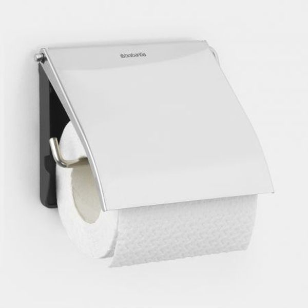 Brabantia ReNew toiletrolhouder met klep Brilliant Steel