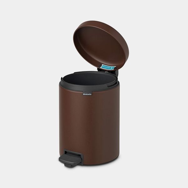 Brabantia NewIcon pedaalemmer 5 liter met kunststof binnenemmer Mineral Cosy Brown