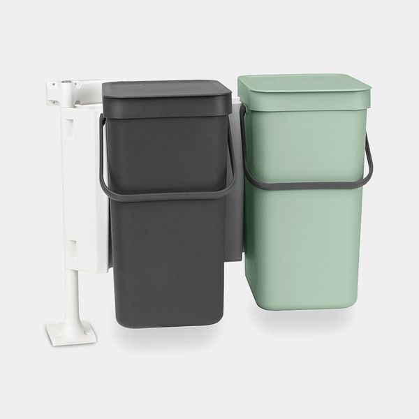 Brabantia Sort & Go inbouwemmer 2 x 12 liter Jade Green en Dark Grey