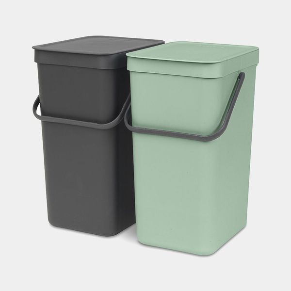 Brabantia Sort & Go inbouwemmer 2 x 16 liter Jade Green en Dark Grey