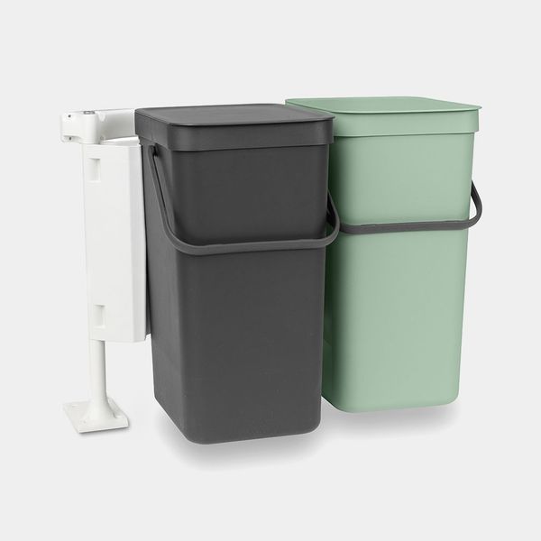 Brabantia Sort & Go inbouwemmer 2 x 16 liter Jade Green en Dark Grey