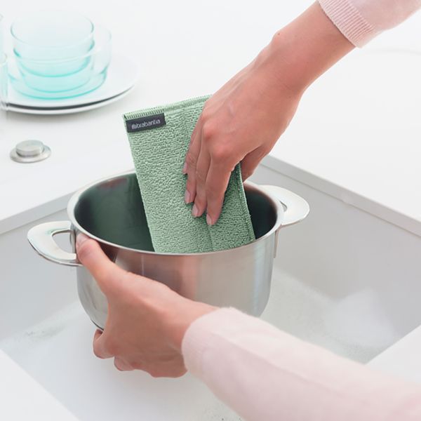 Brabantia SinkSide sponsdoekjes microvezel 16 x 22 cm, set van 3 Light Grey, Dark Grey, Jade Green