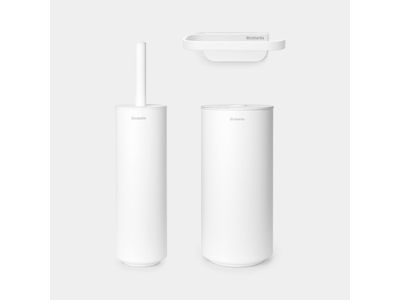MindSet toiletaccessoires, set van 3 - toiletborstel met houder, toiletrolhouder en reserverolhouder Mineral Fresh White