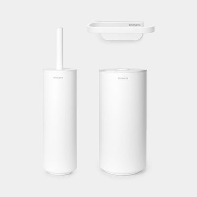 MindSet toiletaccessoires, set van 3 - toiletborstel met houder, toiletrolhouder en reserverolhouder Mineral Fresh White  Brabantia