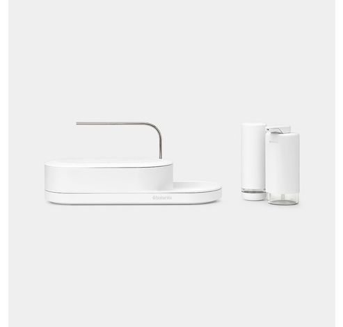 SinkStyle set organiseur, 3 pièces (plateau de séchage et distributeurs de savon et de liquide vaisselle) Mineral Fresh White  Brabantia