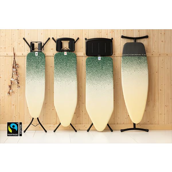 Brabantia B, 124 x 38 cm - Strijkplank Met solide strijkijzerhouder New Dawn, Fairtrade katoen