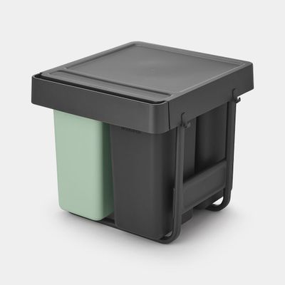 Sort & Go poubelle à encastrer 10 + 10 + 20 litres Jade Green & Dark Grey  Brabantia