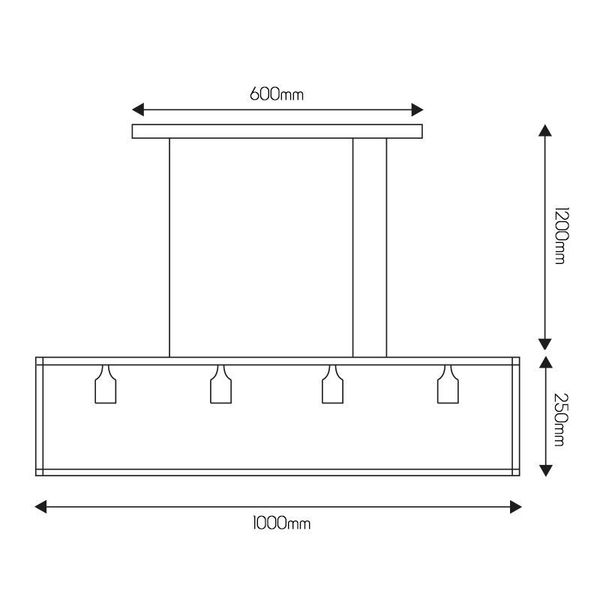 Fantasia KAGO ruggine pendant rectangle 4xE27 max 60W