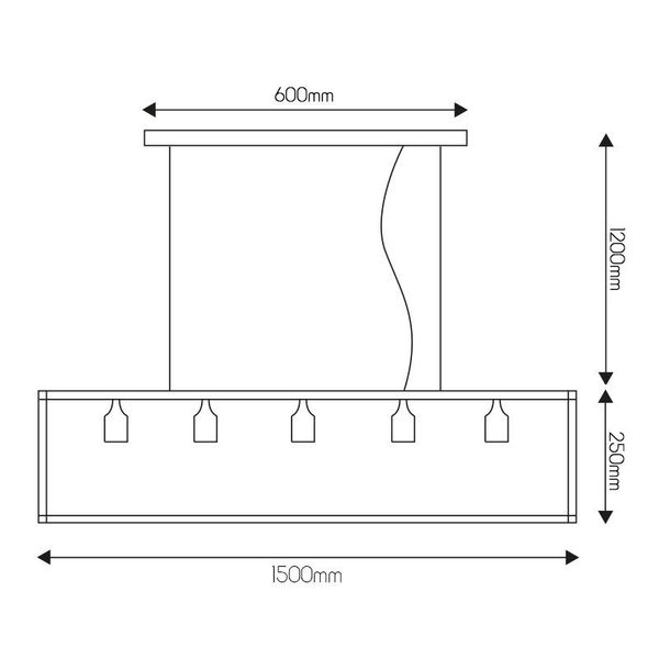 Fantasia KAGO ruggine pendant rectangle 5xE27 150cm