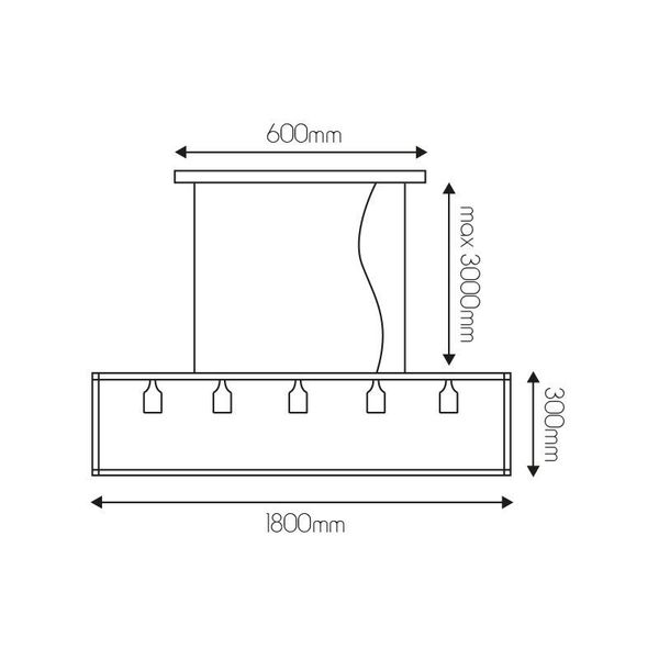 Fantasia KAGO copper pendel rectangle 5xE27 xl 180cm