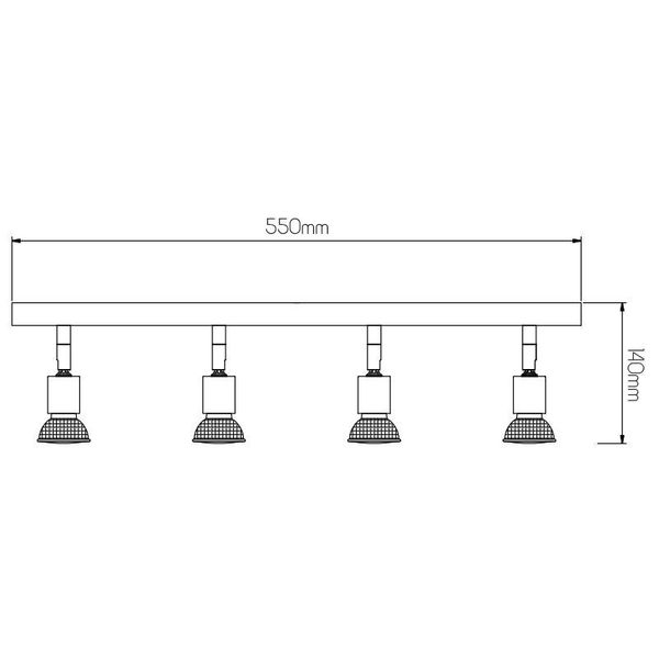 Fantasia RUNE 3 4L BAR GU10 LED 5W dim SATIN CHROME