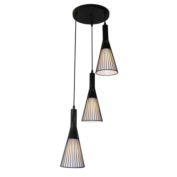 Fantasia THAN pendant 3x E27 matt black + cloth shade