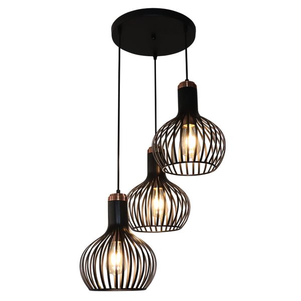 Fantasia RAGA pendant 3x E27 black + copper diam 23,5