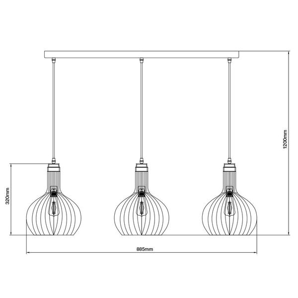 Fantasia RAGA pendant 3x E27 black + copper