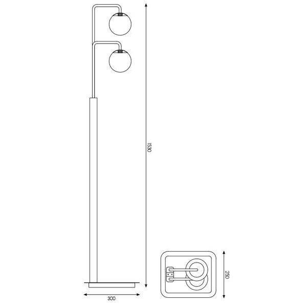 Fantasia TSURU floorlamp 2x G9 LED incl. black/bronze dimmer incl.