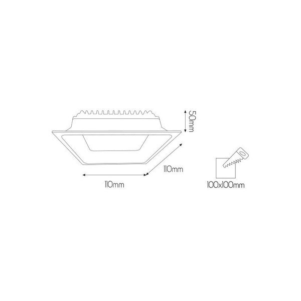 Fantasia MICRA SQ recessed spot 10W LED dimmable 3000K 800lm diam 11c